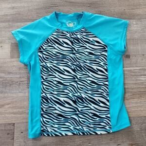 Op girls medium 7/8 blue and zebra swim top
